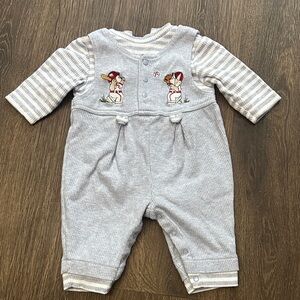 Miniwear Vintage Light Blue and White Baby Baseball Outfit